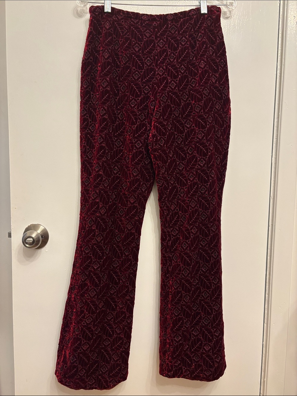 KAY UNGER Size 10 Burgundy Rayon Silk Cut Out Dress Pants